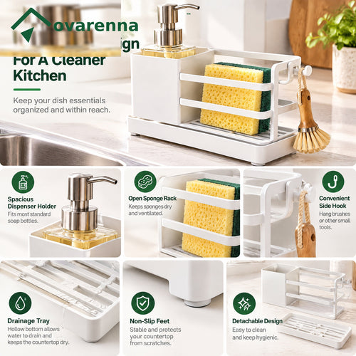 ovarenna All-in-One Sink Caddy with Soap Dispenser detail image