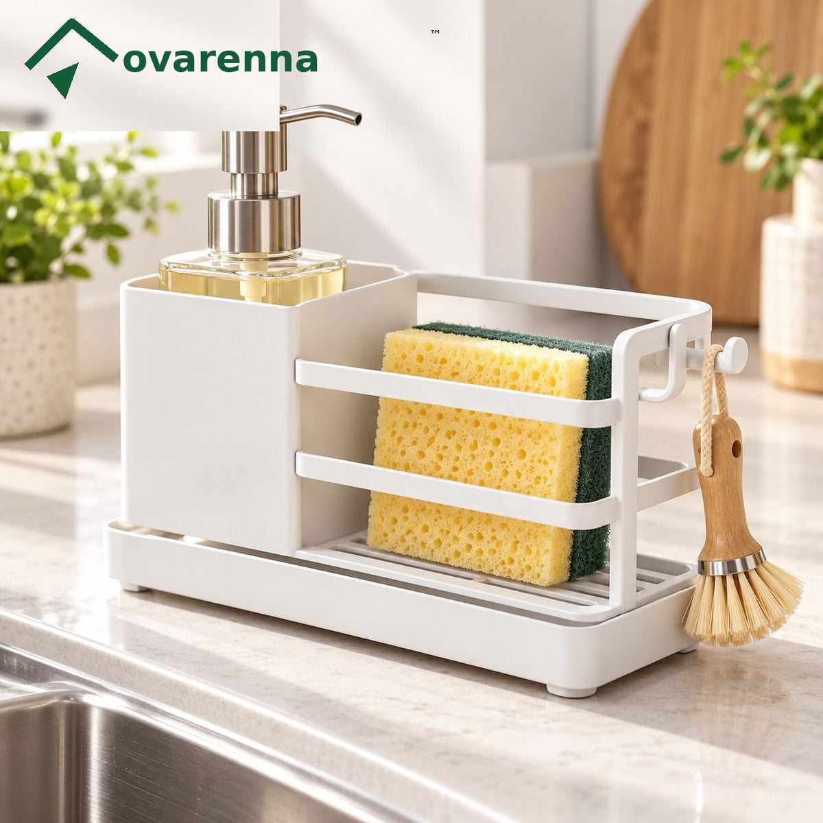 ovarenna All-in-One Sink Caddy with Soap Dispenser detail image