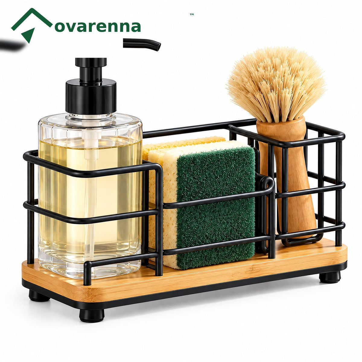 ovarenna Black Wire Sink Caddy with Bamboo Base main product image