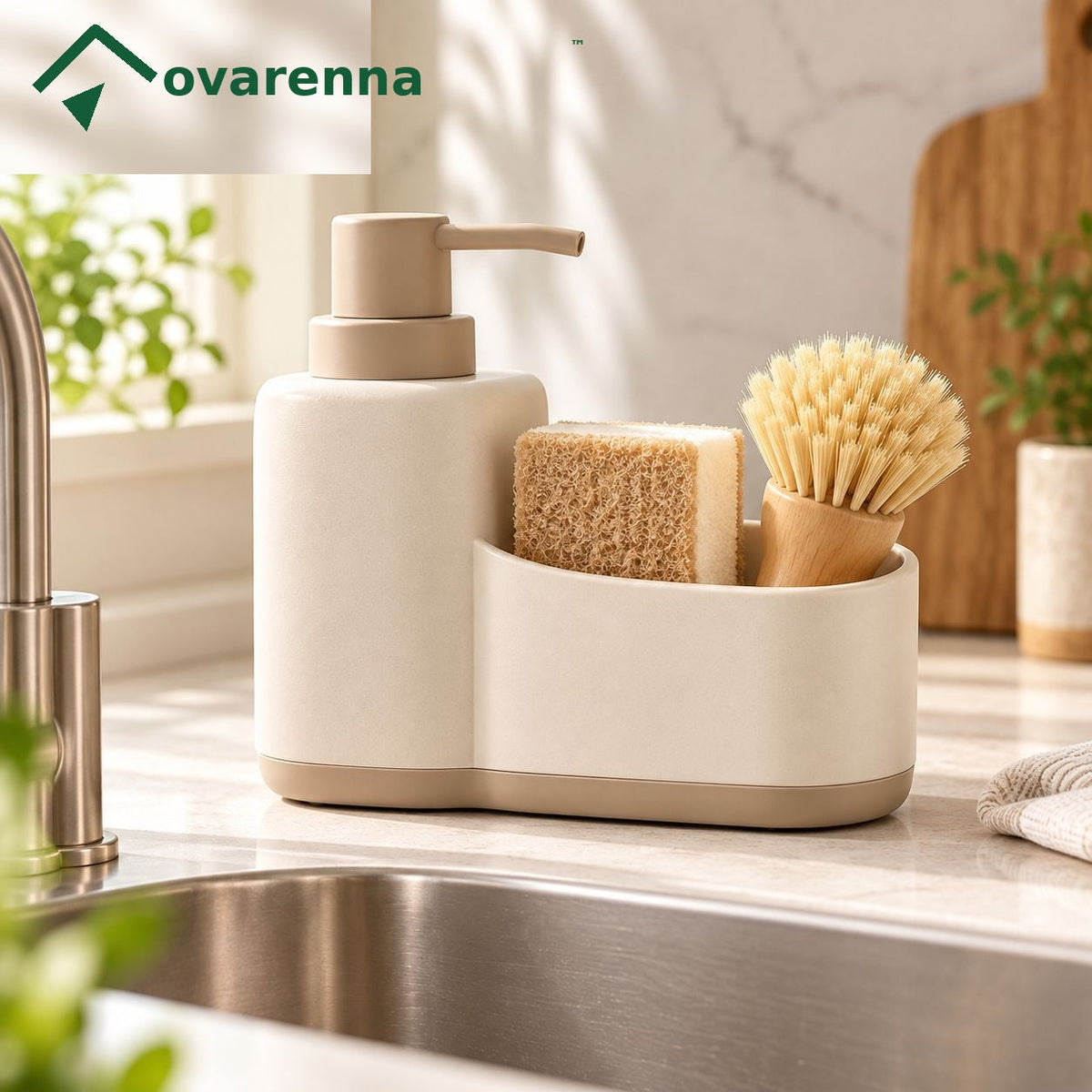 ovarenna Minimalist Sink Organizer with Built-In Soap Pump main product image