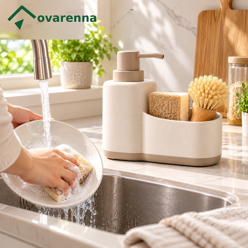 ovarenna Minimalist Sink Organizer with Built-In Soap Pump detail image