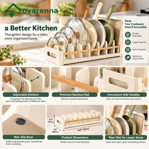 ovarenna Adjustable Pan & Lid Organizer Rack detail image