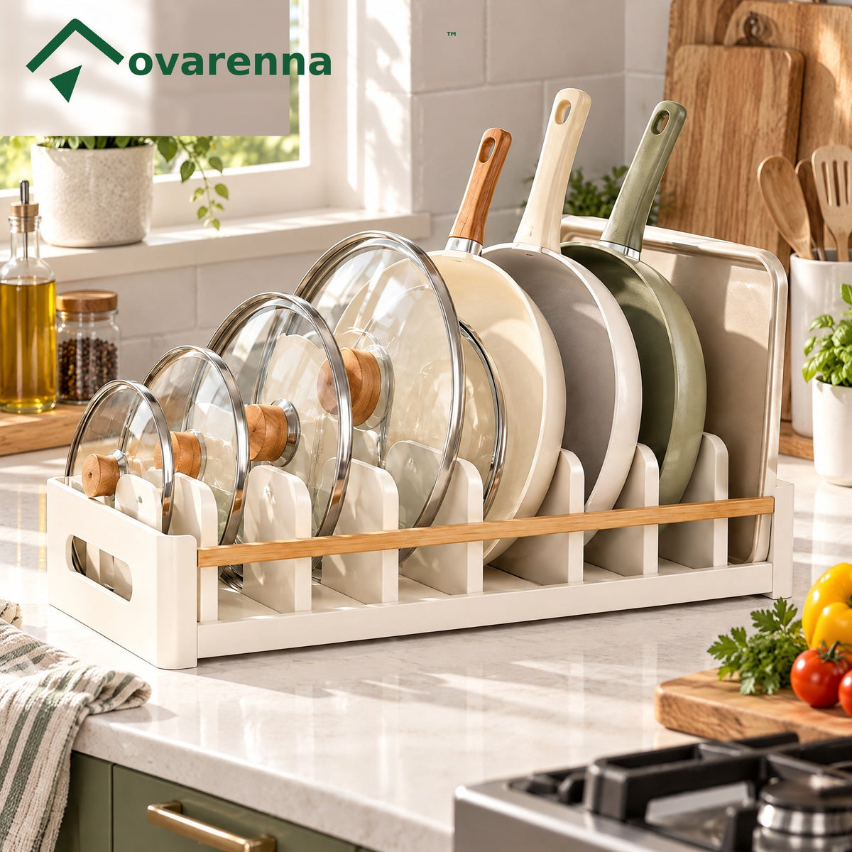 ovarenna Adjustable Pan & Lid Organizer Rack detail image