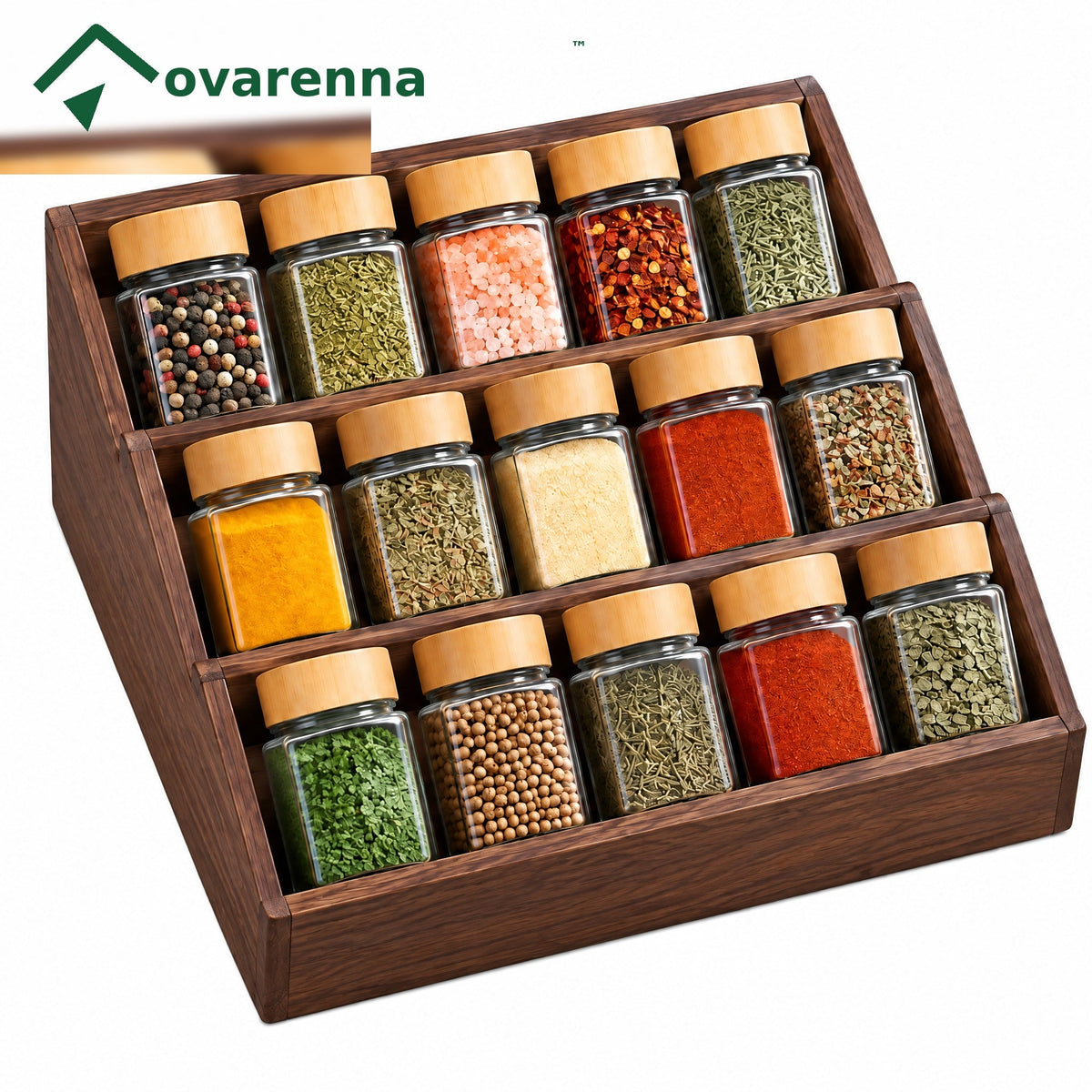 ovarenna 3-Tier Bamboo Spice Rack Organizer detail image
