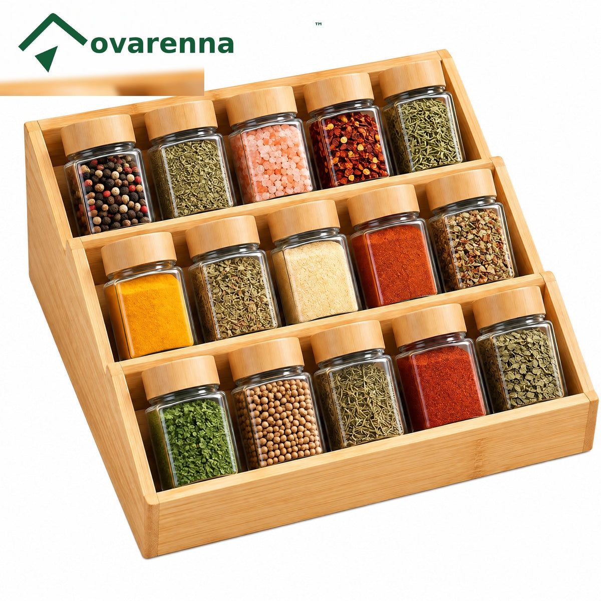 ovarenna 3-Tier Bamboo Spice Rack Organizer detail image