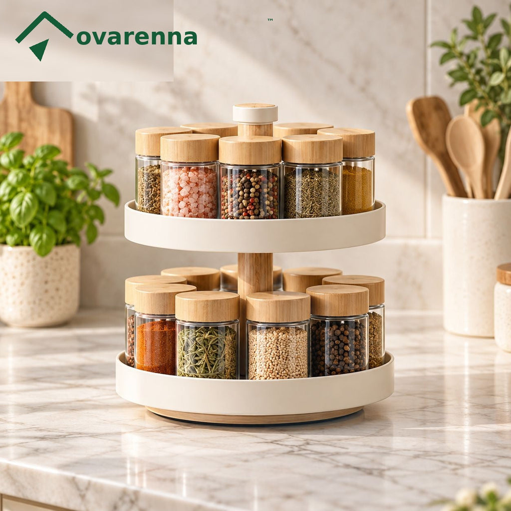ovarenna 2-Tier Rotating Spice Organizer with Jars detail image