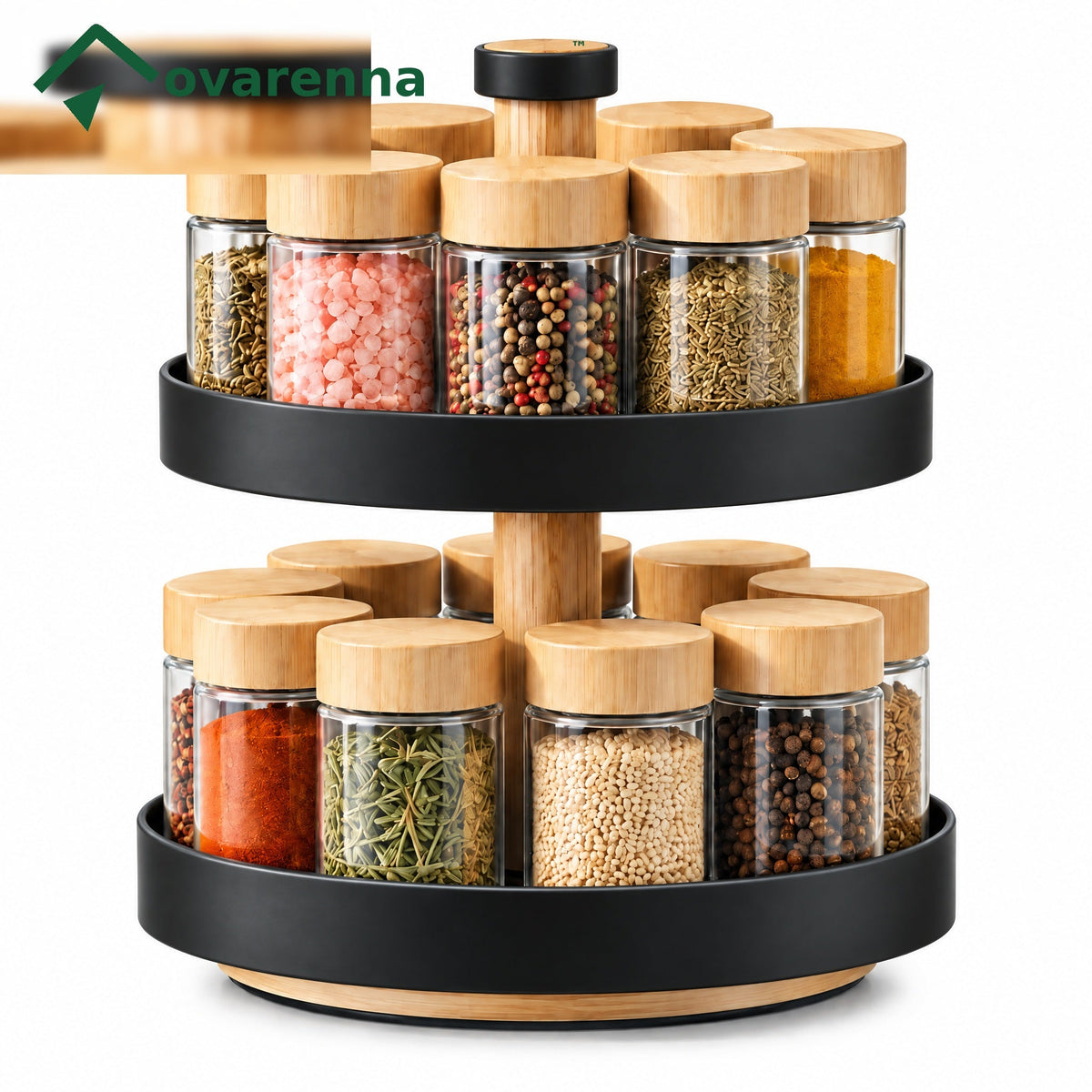 ovarenna 2-Tier Rotating Spice Organizer with Jars detail image