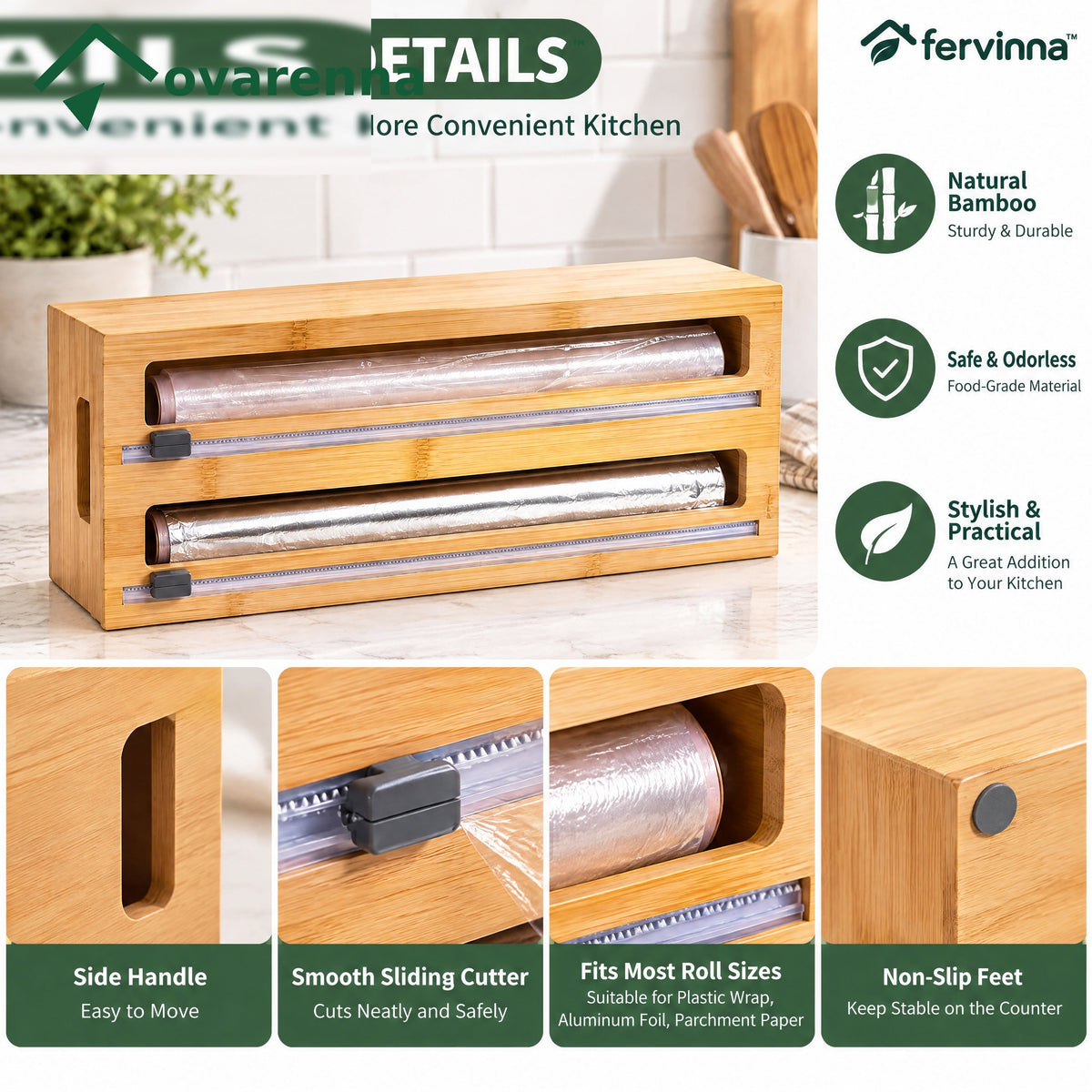 ovarenna Bamboo Food Storage Bag Organizer detail image