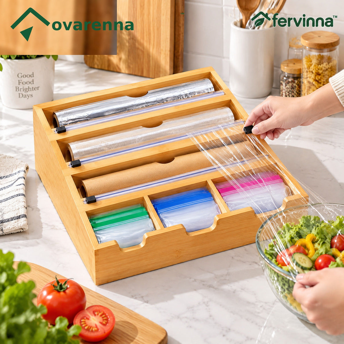 ovarenna Bamboo Wrap & Bag Organizer Station main product image