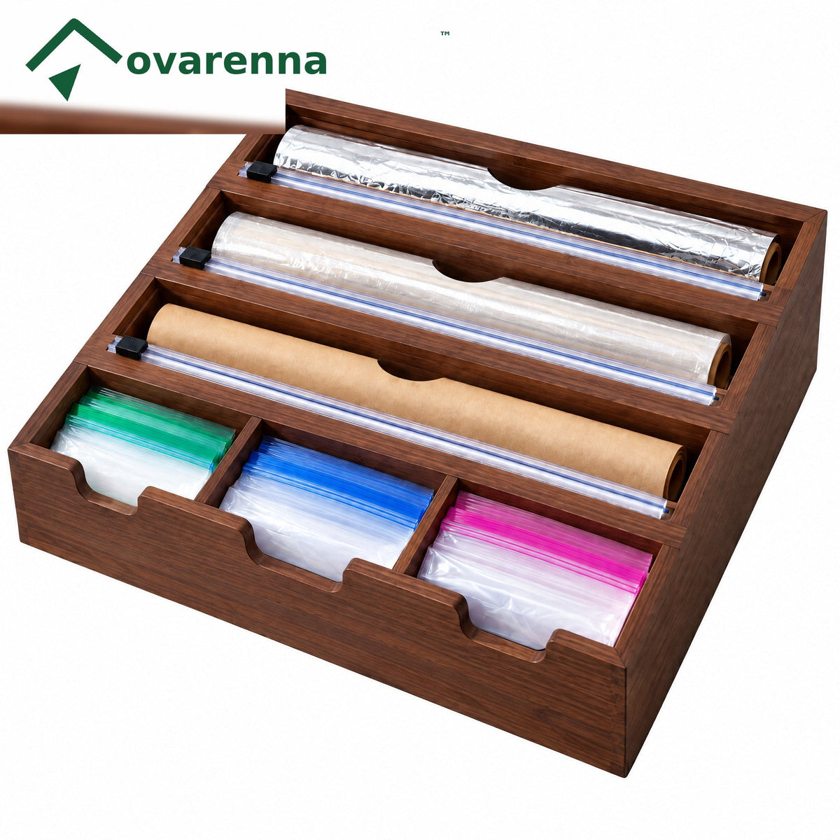 ovarenna Bamboo Wrap & Bag Organizer Station detail image