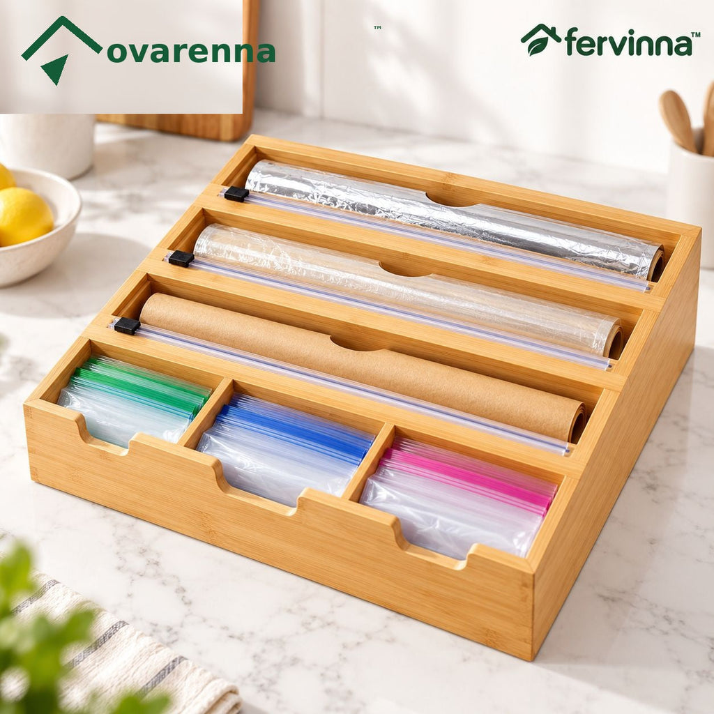 ovarenna Bamboo Wrap & Bag Organizer Station detail image