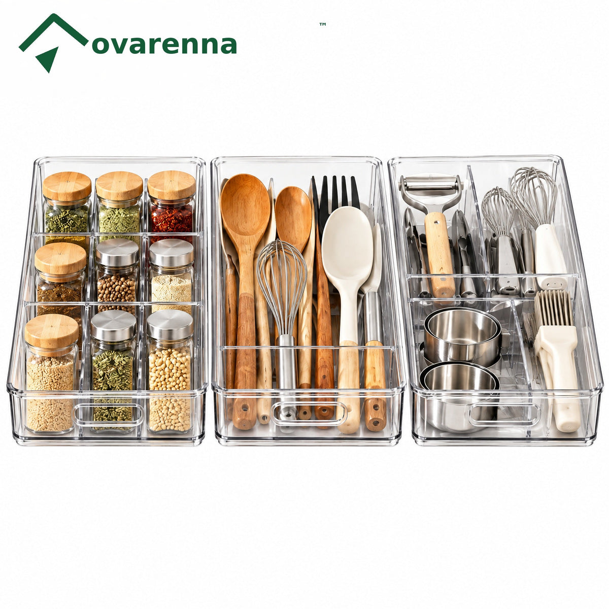 ovarenna Clear Deep Drawer Organizer Bin Set detail image