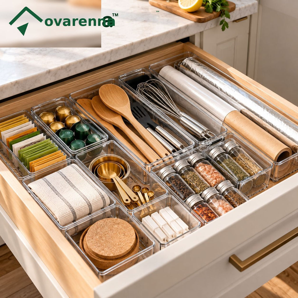 ovarenna Modular Clear Kitchen Drawer Organizer Set detail image