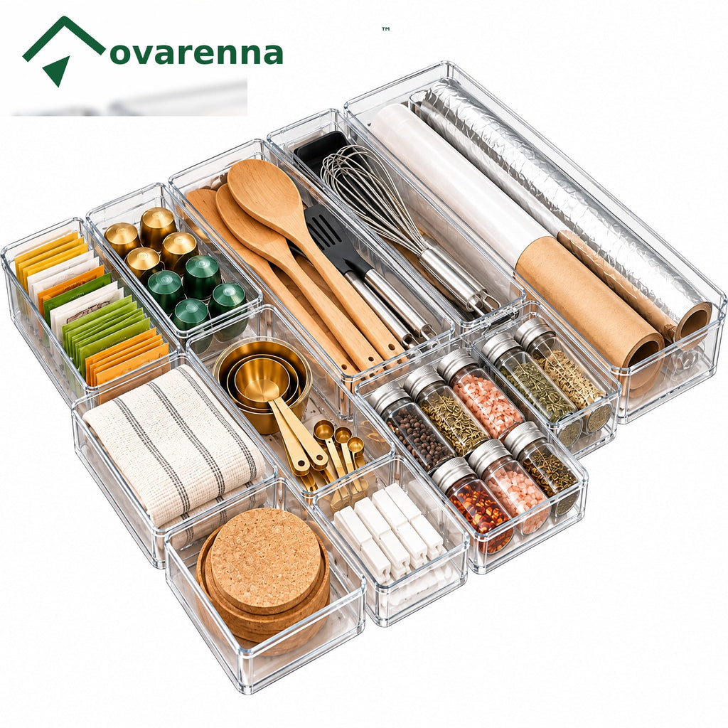 ovarenna Modular Clear Kitchen Drawer Organizer Set detail image